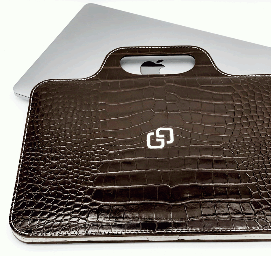 Сумка (чехол) Golden Gram GG® Для MacBook Pro, Air (Brown Alligator) 2020 натуральная кожа аллигатора